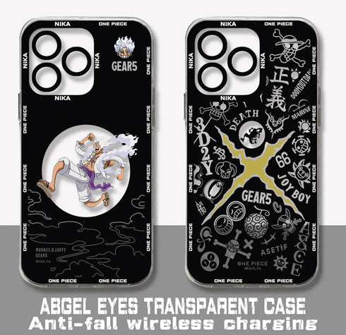 Japan Anime Luffys Gear 5 Phone Case For iPhone 15 14 13 12 Mini 11 Pro Max X XR XS 8 SE 2020 Plus One Pieces Transparent Cover